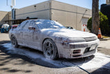 Nissan GTR getting a foam cannon wash with Jay Leno's Garage Vehicle Wash ph neutral wash soap.